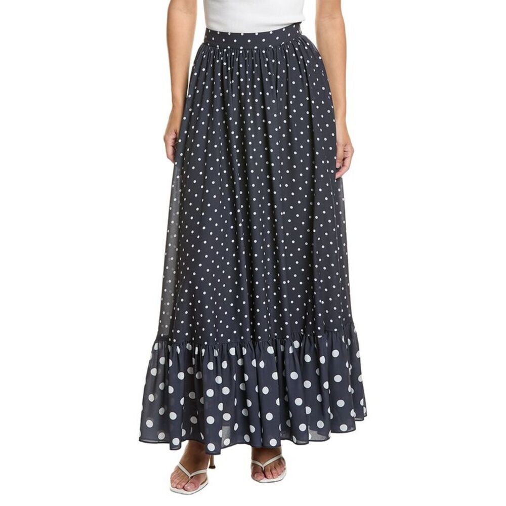 Toccin Womens Goldie Tiered Maxi Skirt, Navy